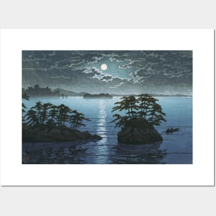 Moonrise at Futago Island by Kawase Hasui Posters and Art